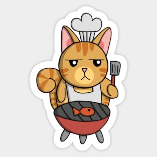 Orange Tabby Cat Chef Sticker